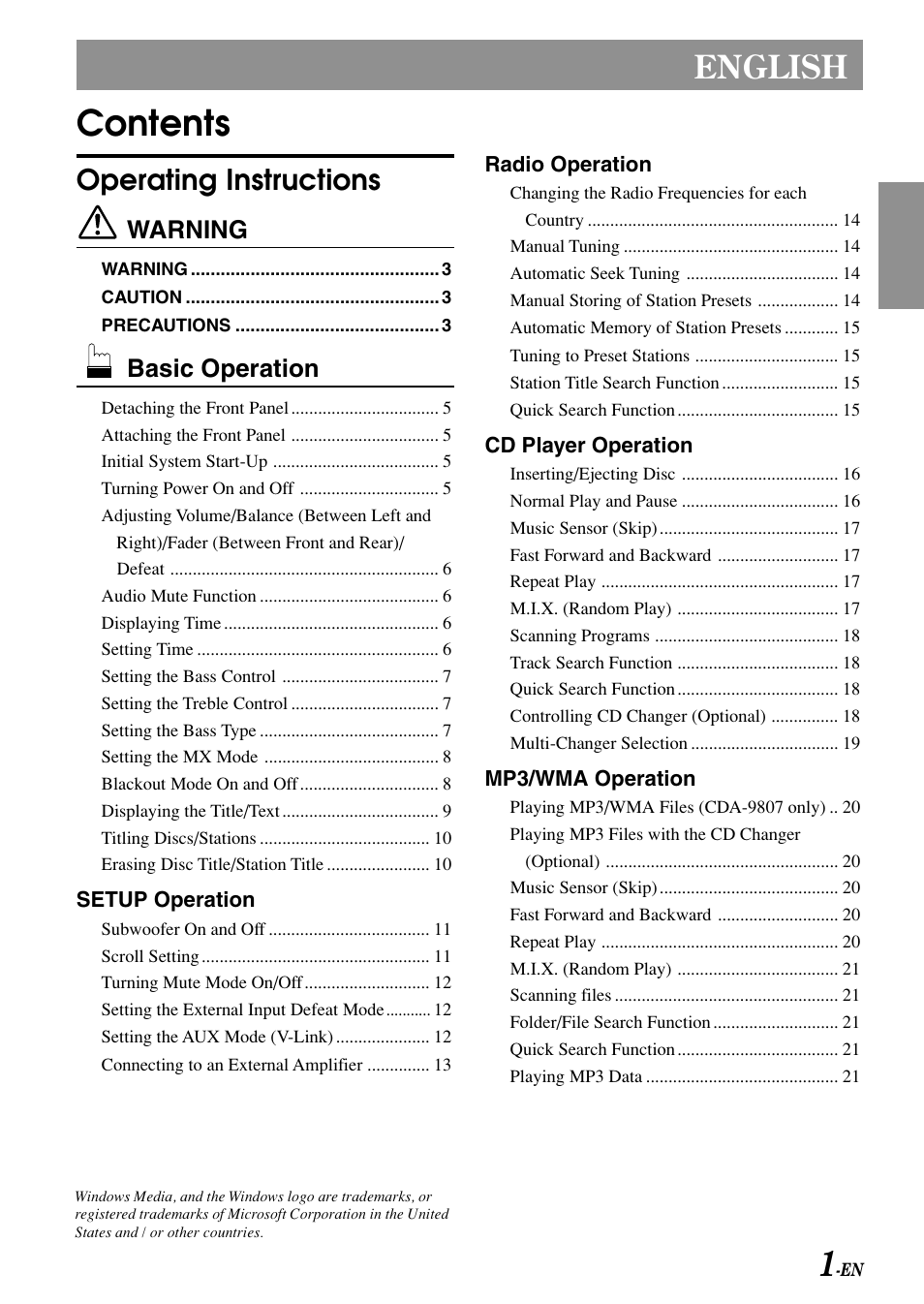 Alpine cda-9805 User Manual | Page 3 / 41