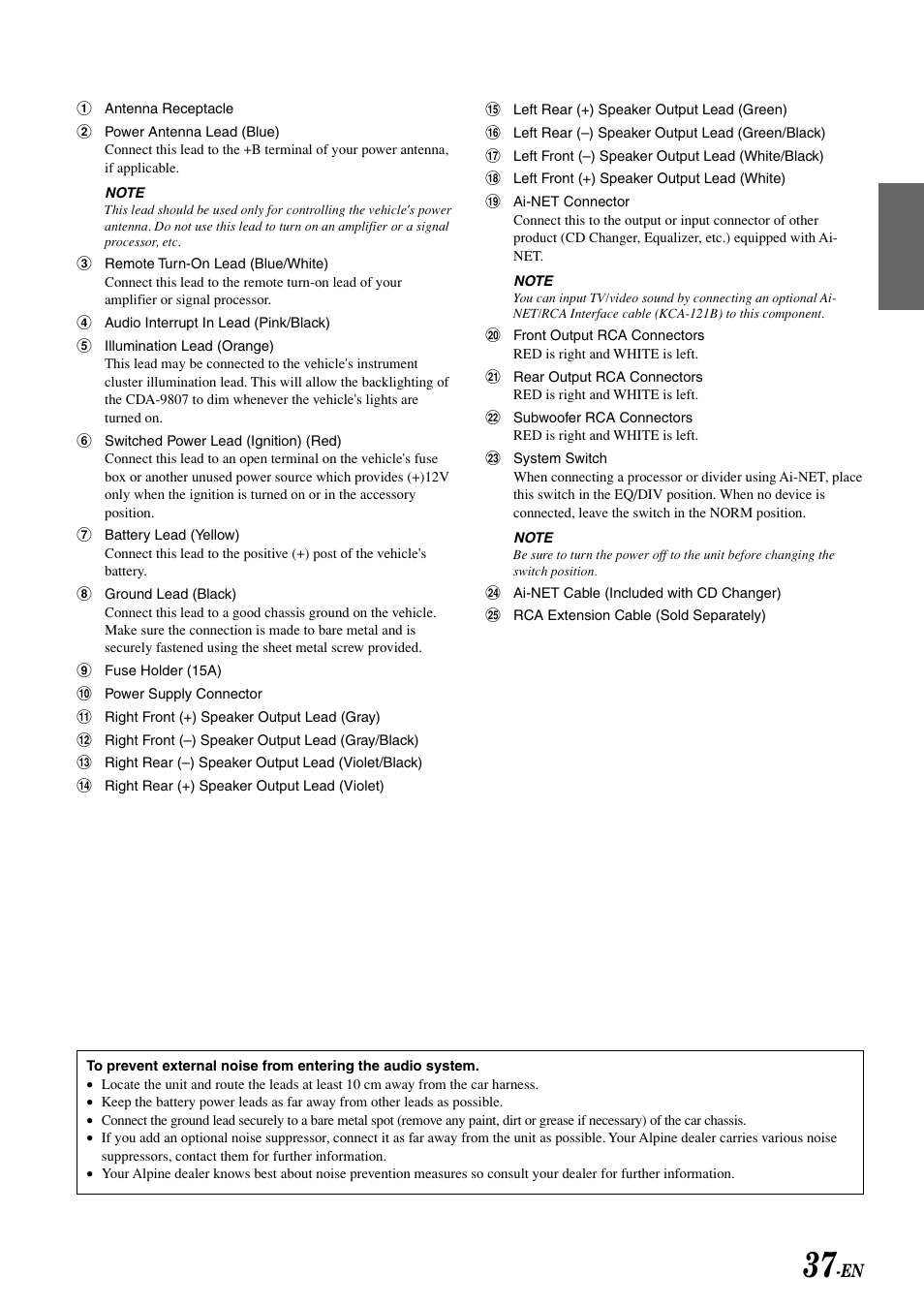 Alpine cda-9805 User Manual | Page 39 / 41