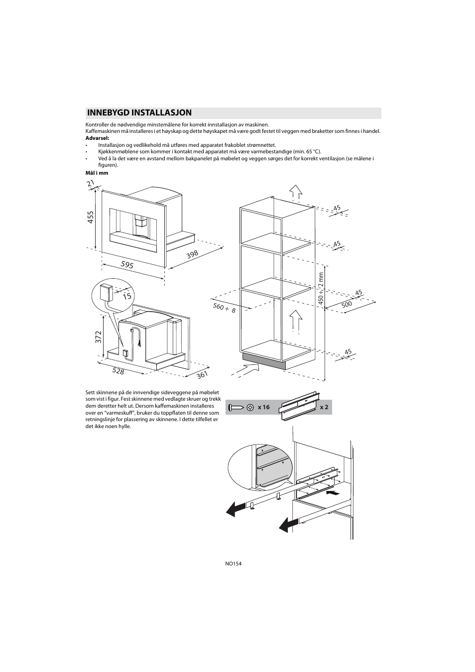 Innebygd installasjon | Whirlpool ACE 102 IXL User Manual | Page 156 / 298