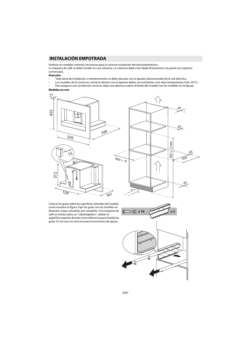 Instalación empotrada | Whirlpool ACE 102 IXL User Manual | Page 83 / 298