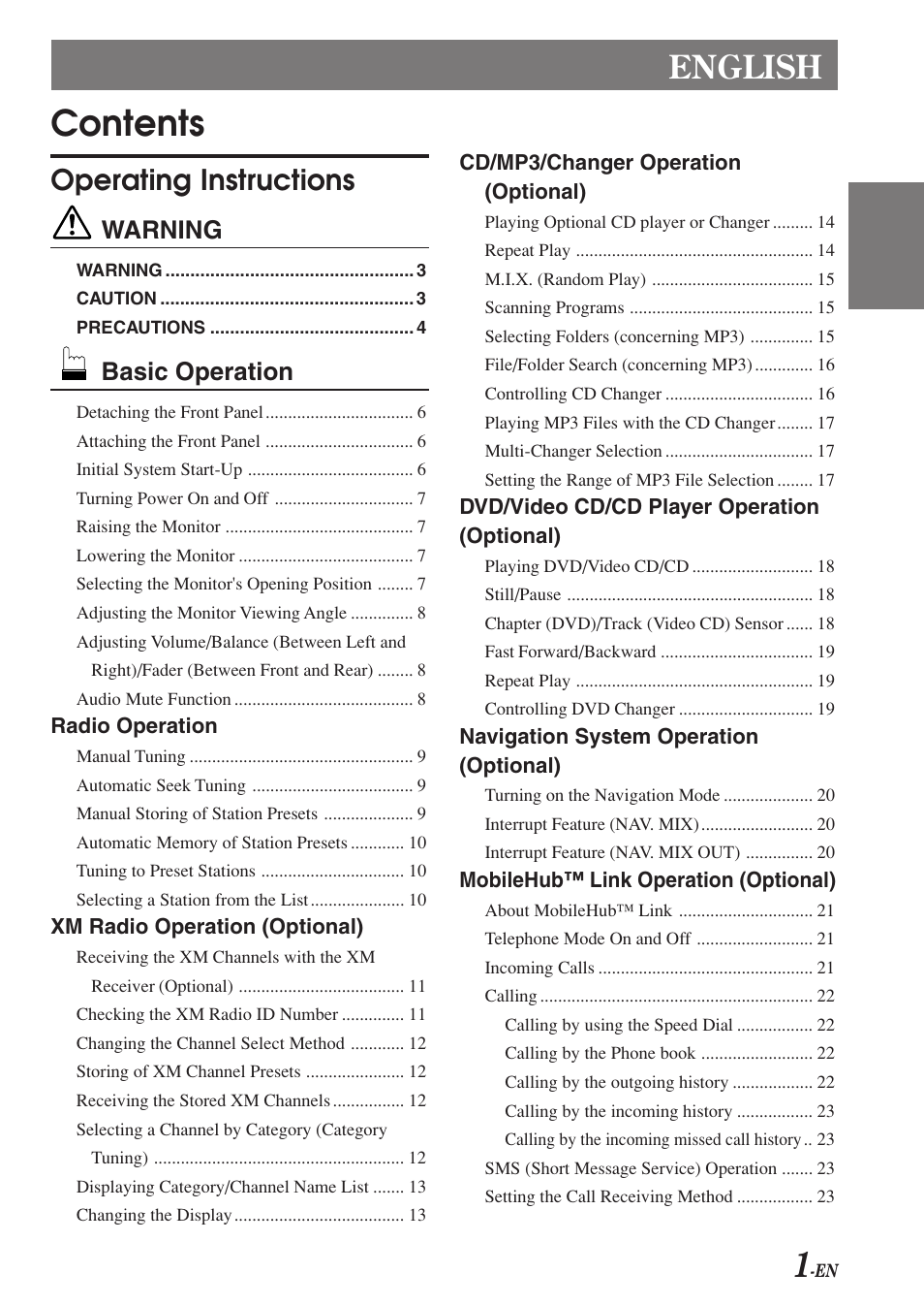 Alpine CVA-1004 User Manual | Page 3 / 57