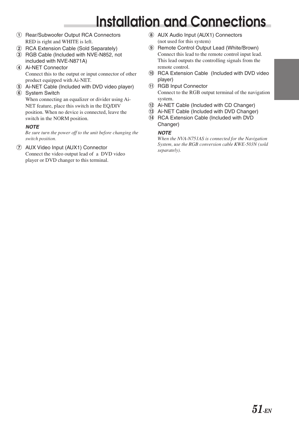 Installation and connections | Alpine CVA-1004 User Manual | Page 53 / 57