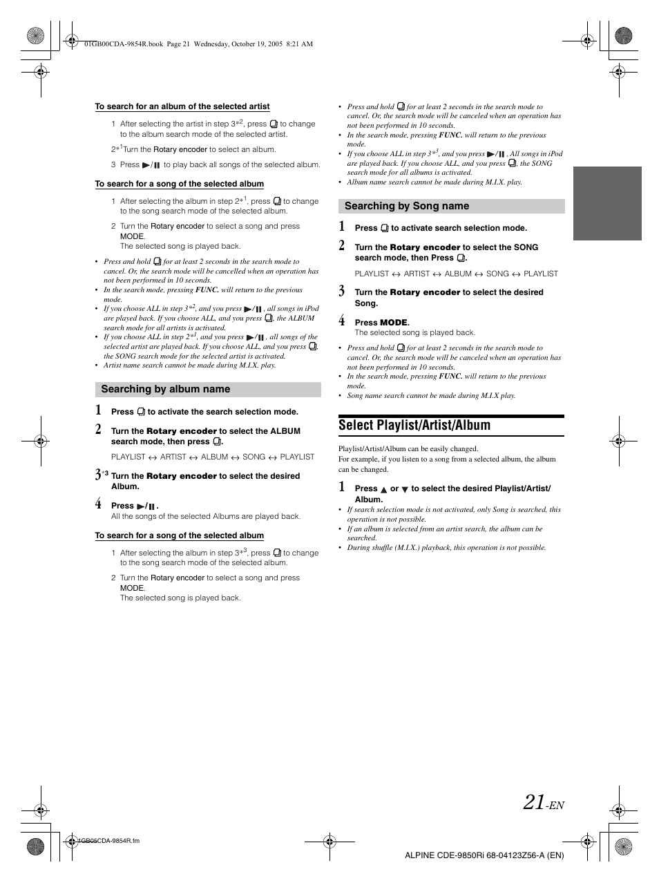Select playlist/artist/album | Alpine CDE-9850Ri User Manual | Page 51 / 62