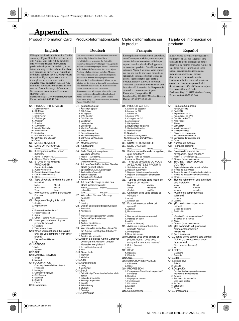 Alpine CDE-9850Ri User Manual | Page 60 / 62