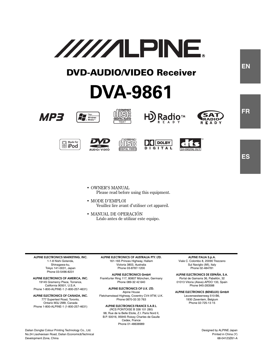 Alpine DVA-9861 User Manual | 73 pages