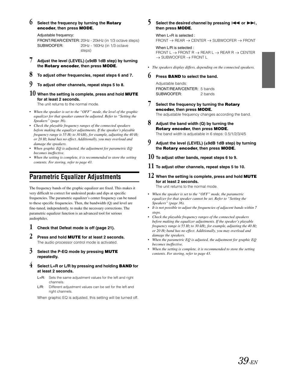 Parametric equalizer adjustments | Alpine DVA-9861 User Manual | Page 41 / 73