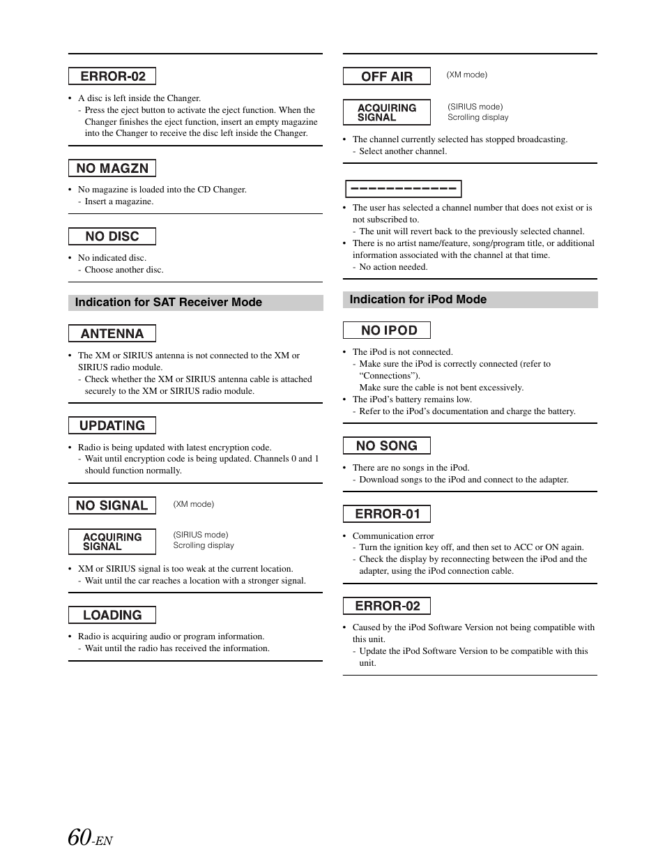 Alpine DVA-9861 User Manual | Page 62 / 73