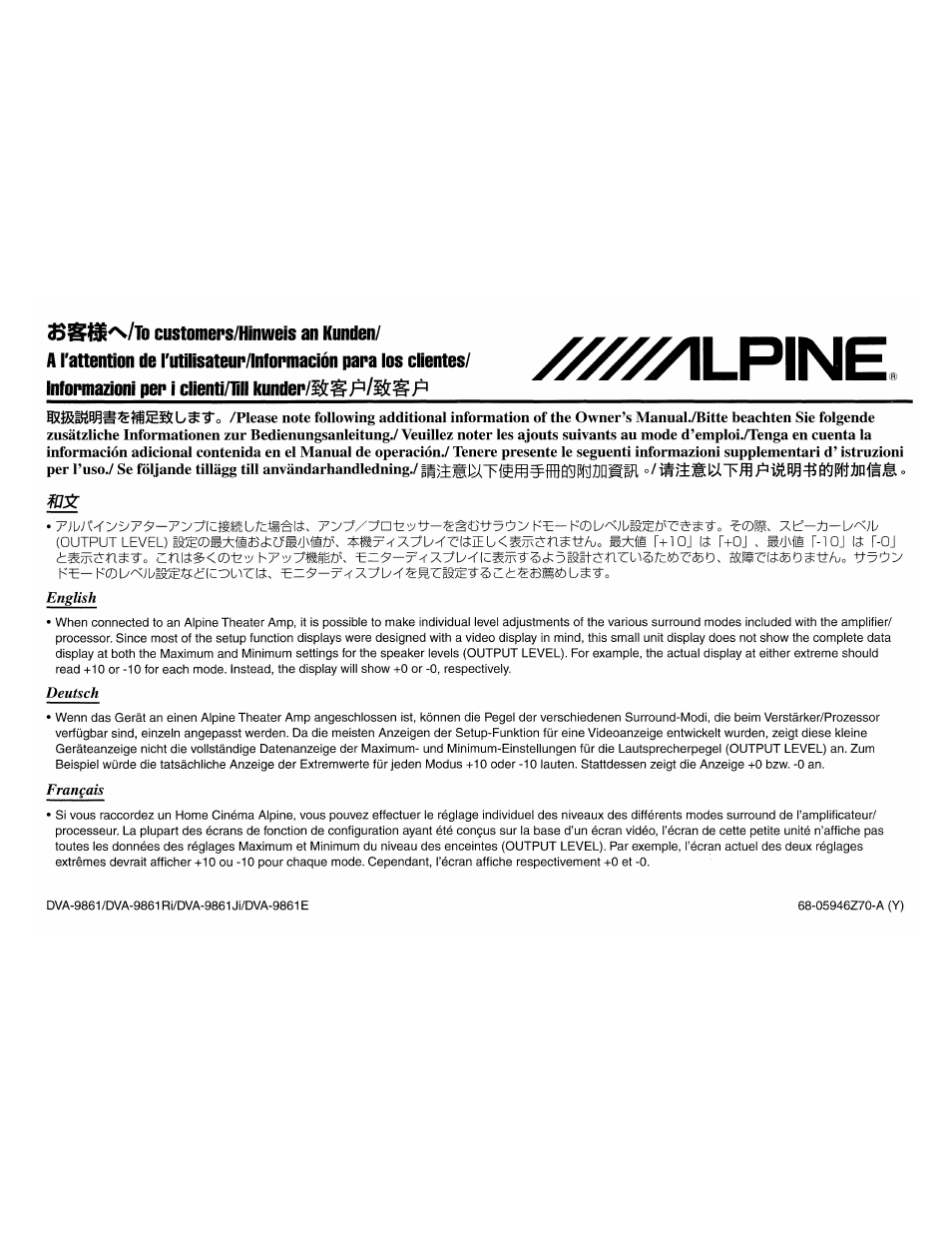 Alpine DVA-9861 User Manual | Page 72 / 73