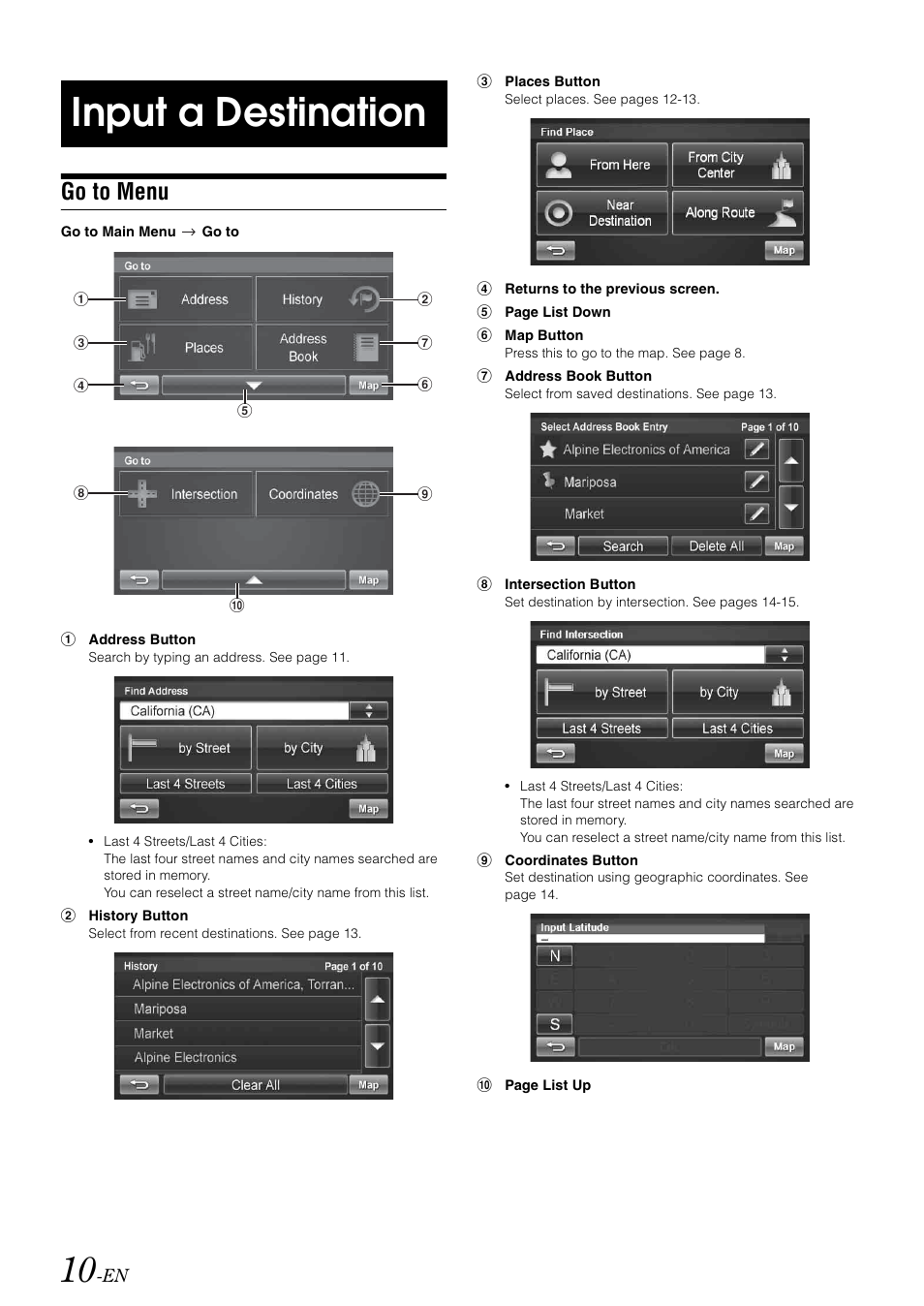 Input a destination, Go to menu | Alpine NVE-M300 User Manual | Page 12 / 30