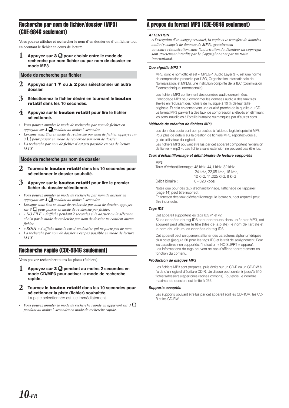 Recherche rapide (cde-9846 seulement) | Alpine CDE-9846 User Manual | Page 35 / 72
