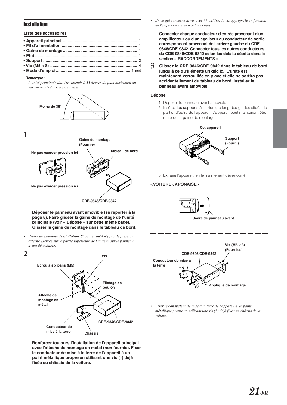Installation | Alpine CDE-9846 User Manual | Page 46 / 72