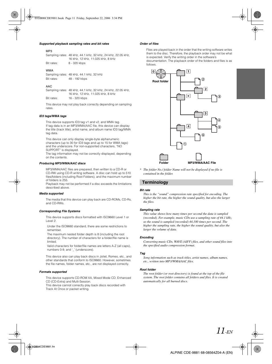 Terminology | Alpine CDE-9881 User Manual | Page 13 / 88