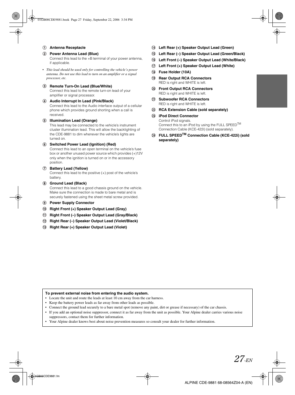Alpine CDE-9881 User Manual | Page 29 / 88