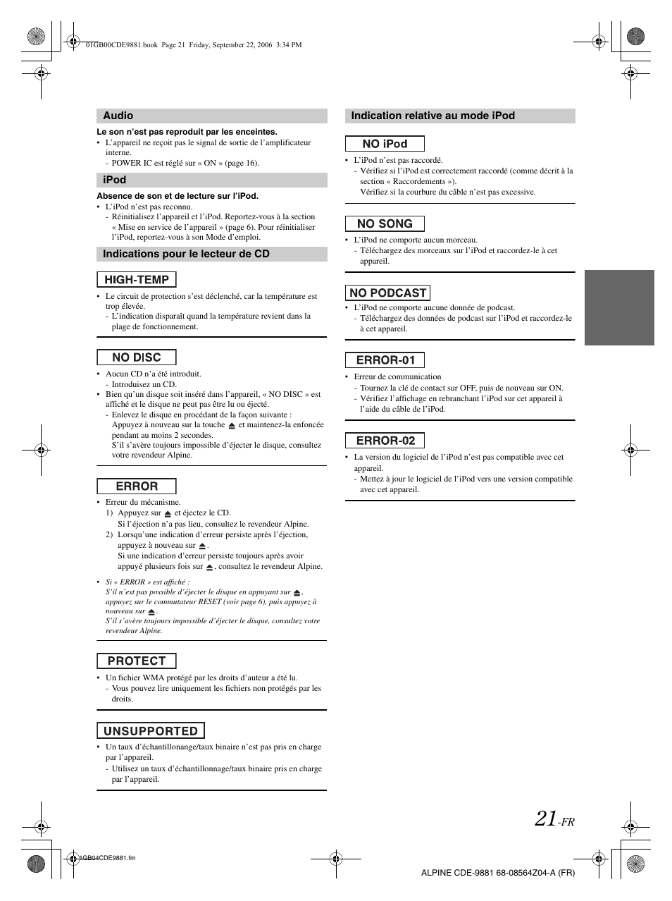 Alpine CDE-9881 User Manual | Page 52 / 88