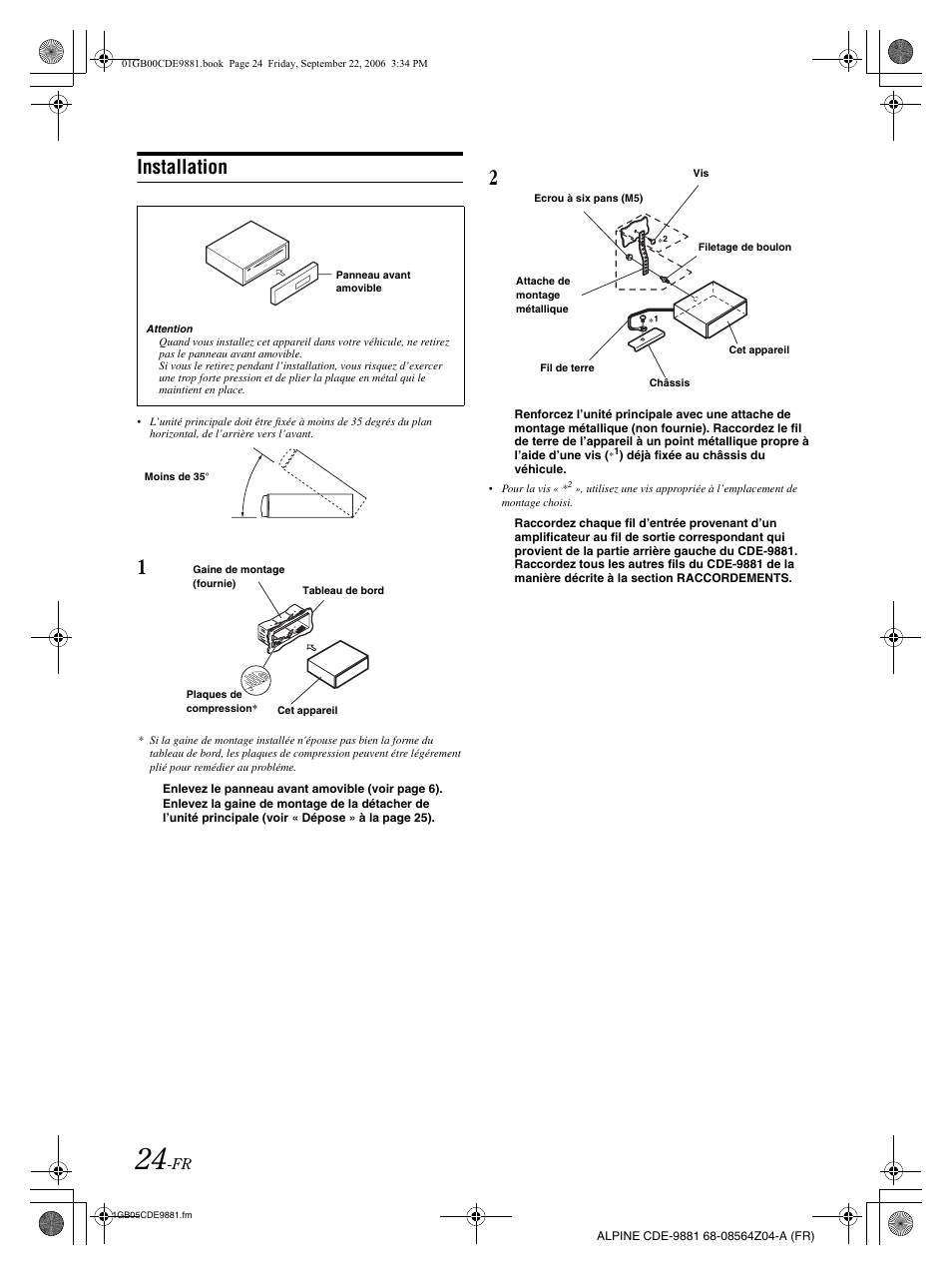 Installation | Alpine CDE-9881 User Manual | Page 55 / 88