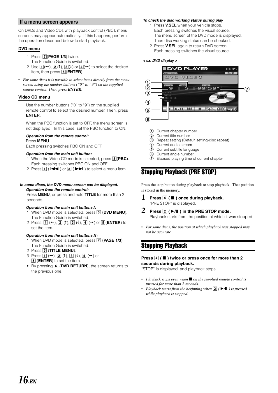 Stopping playback (pre stop), Stopping playback, If a menu screen appears | Alpine MOBILE MULTIMEDIA STATION IVA-D900 User Manual | Page 18 / 79