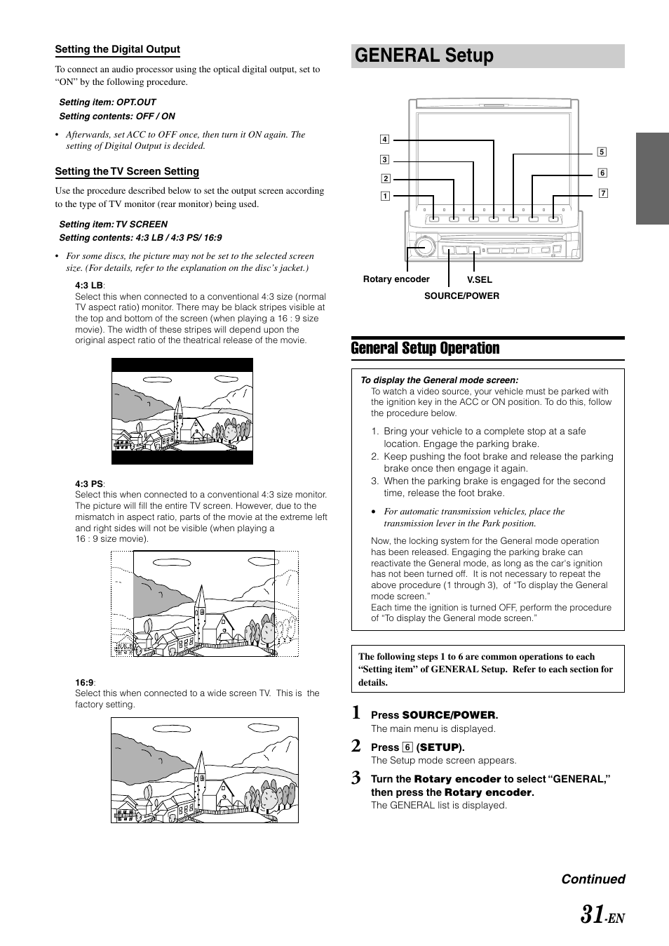 General setup, General setup operation | Alpine MOBILE MULTIMEDIA STATION IVA-D900 User Manual | Page 33 / 79