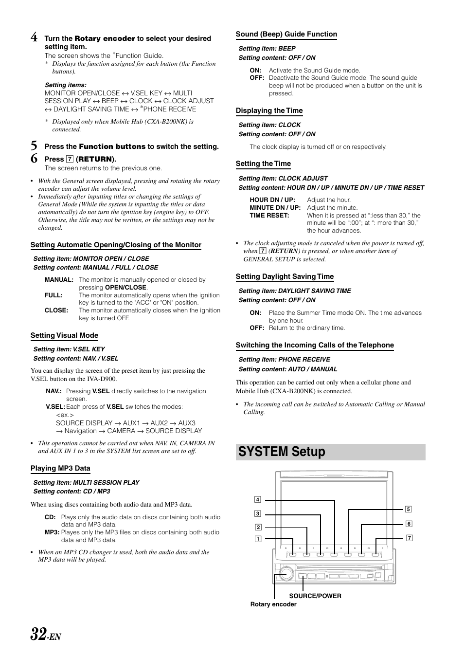 System setup | Alpine MOBILE MULTIMEDIA STATION IVA-D900 User Manual | Page 34 / 79