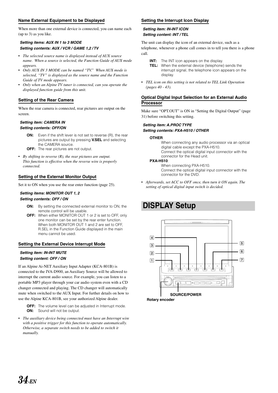Display setup | Alpine MOBILE MULTIMEDIA STATION IVA-D900 User Manual | Page 36 / 79