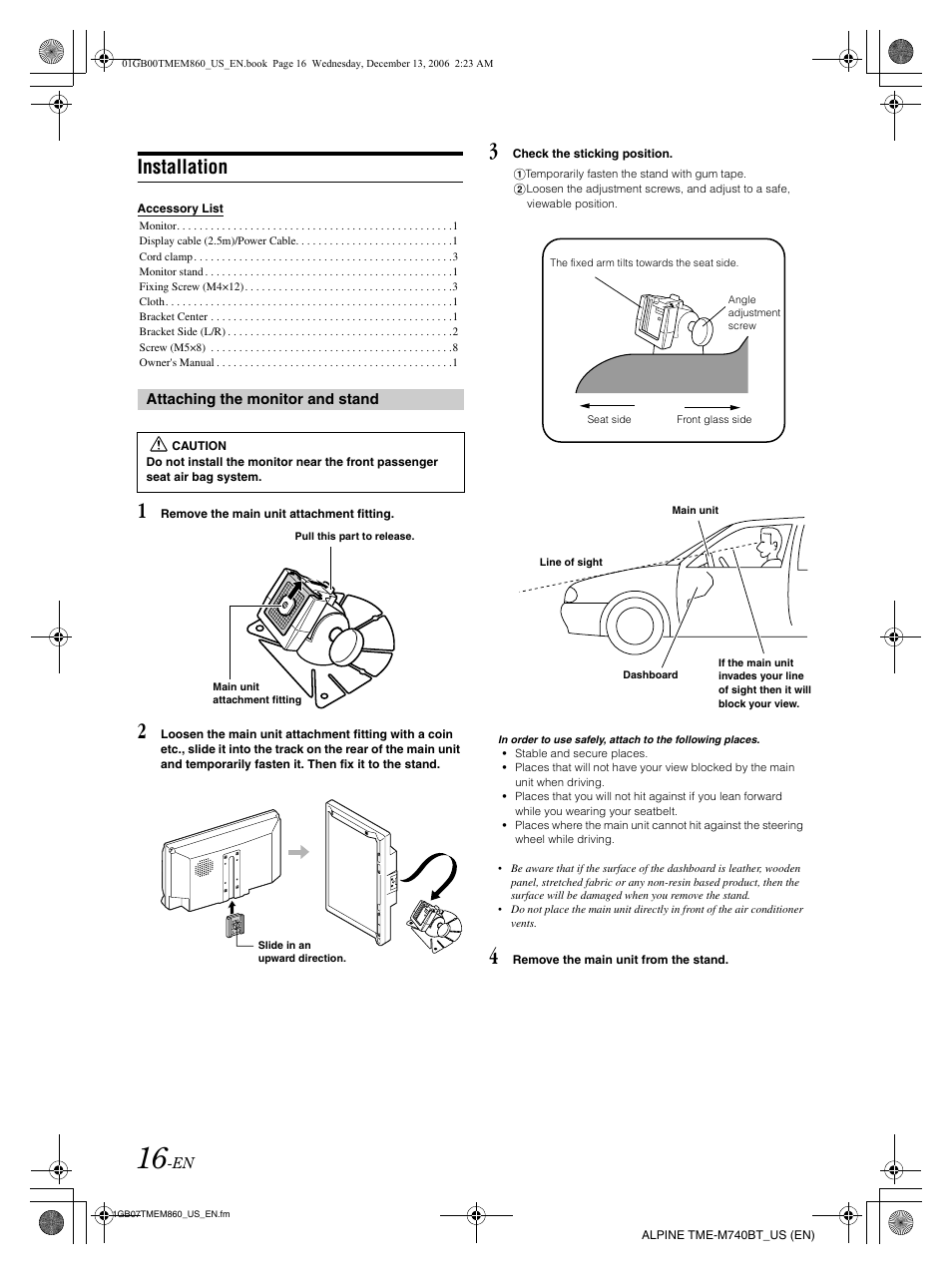 Installation | Alpine TME-M740BT User Manual | Page 18 / 64