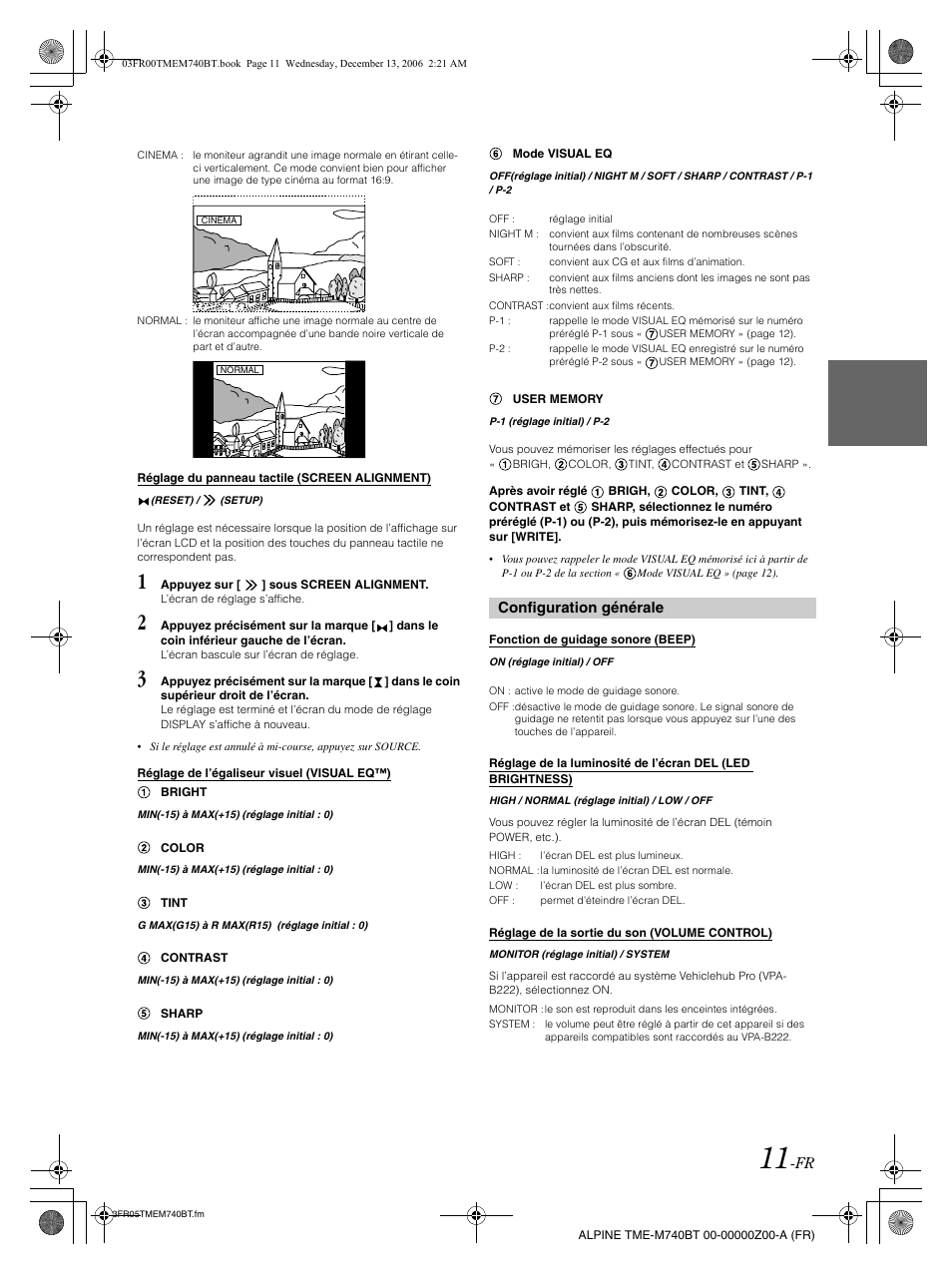 Configuration générale | Alpine TME-M740BT User Manual | Page 33 / 64