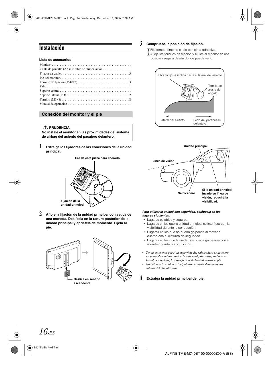 Instalación | Alpine TME-M740BT User Manual | Page 58 / 64