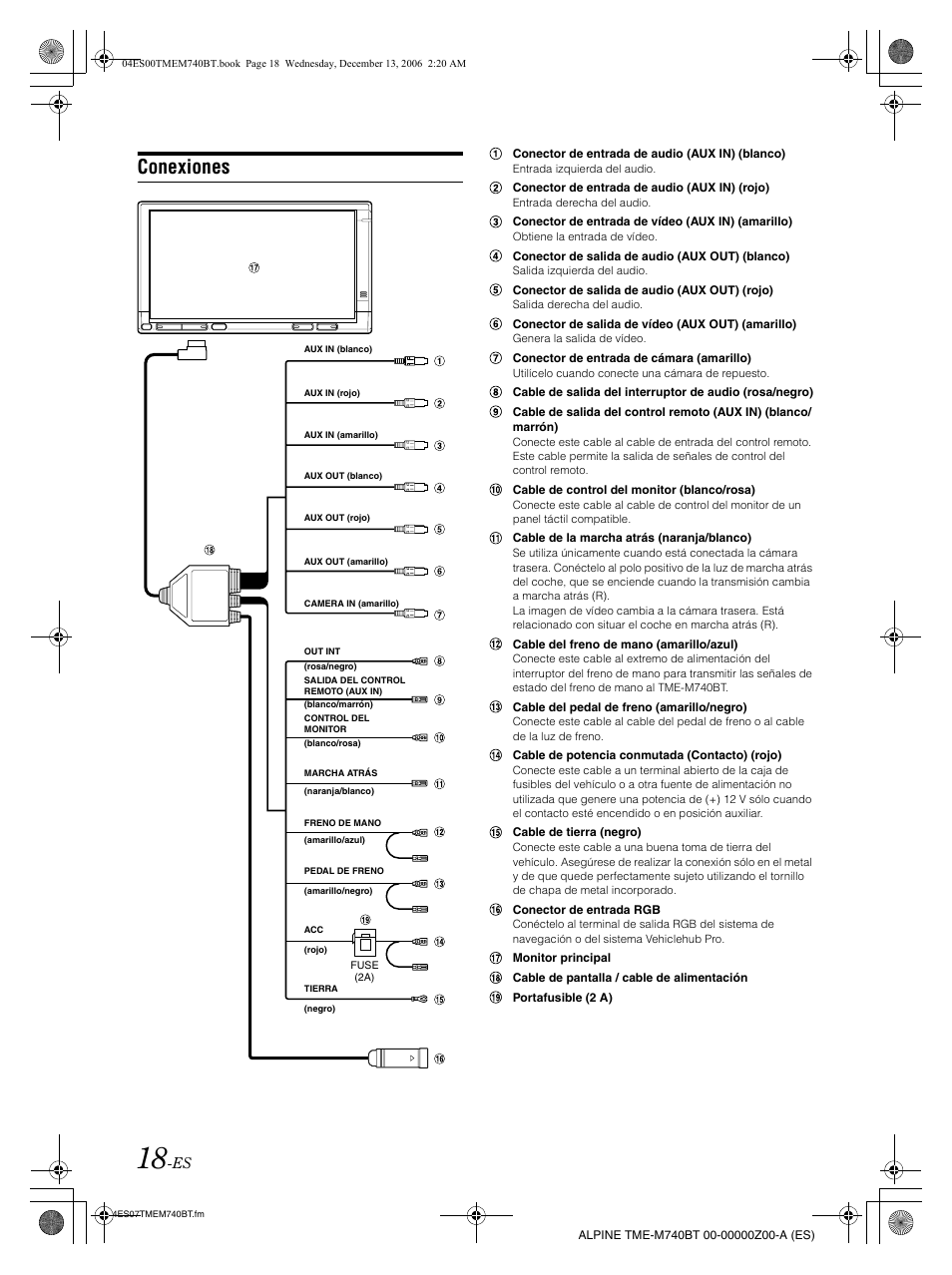 Conexiones | Alpine TME-M740BT User Manual | Page 60 / 64