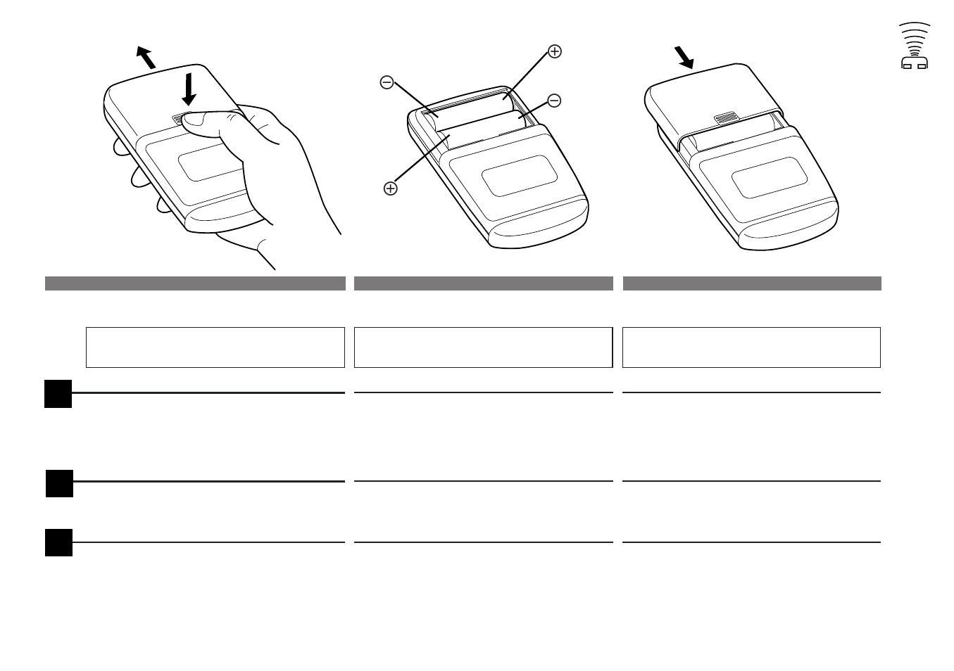 Battery replacement, Reemplazo de las pilas, Remplacement des piles | Alpine FM/AM COMPACT DISC RECEIVER CDA-7839 User Manual | Page 55 / 72