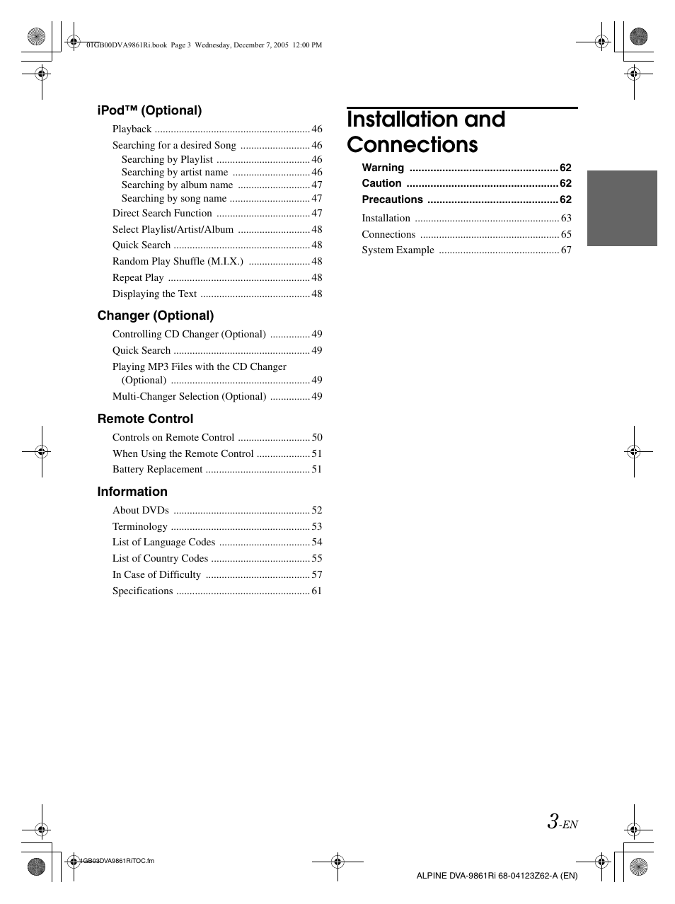 Installation and connections | Alpine DVA-9861Ri User Manual | Page 4 / 76