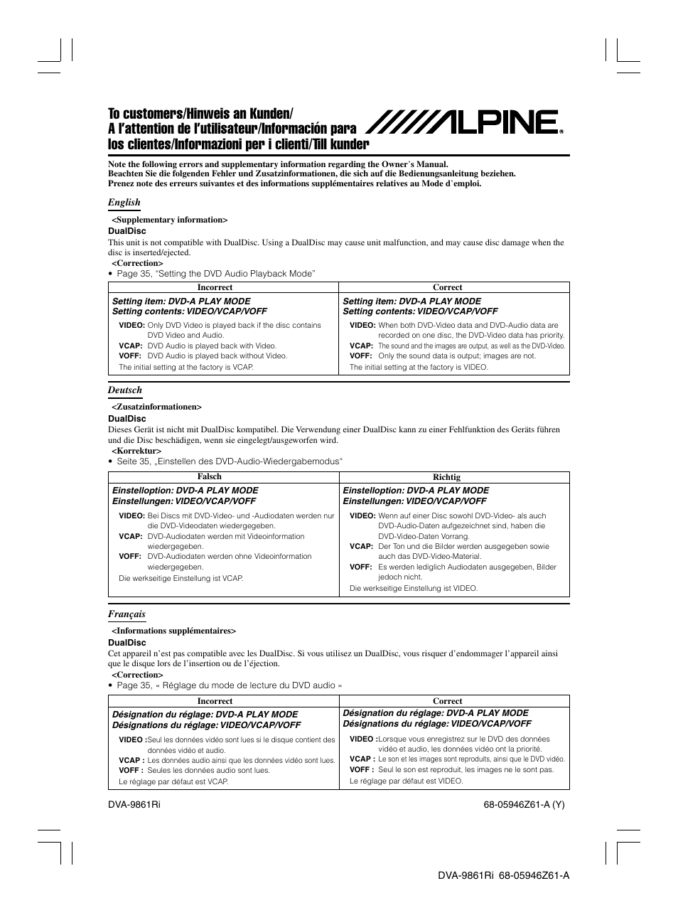 Alpine DVA-9861Ri User Manual | Page 69 / 76