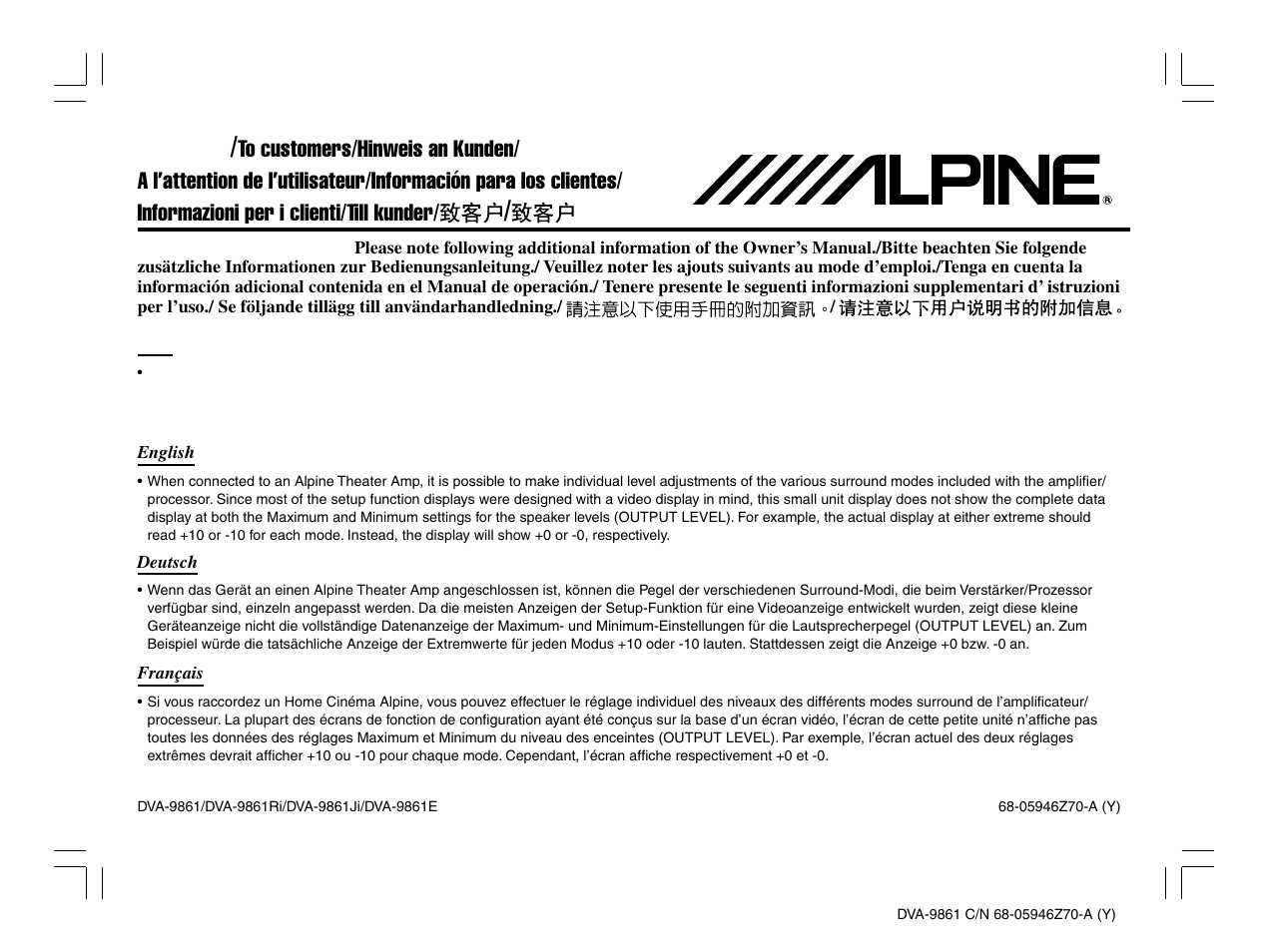 Alpine DVA-9861Ri User Manual | Page 70 / 76