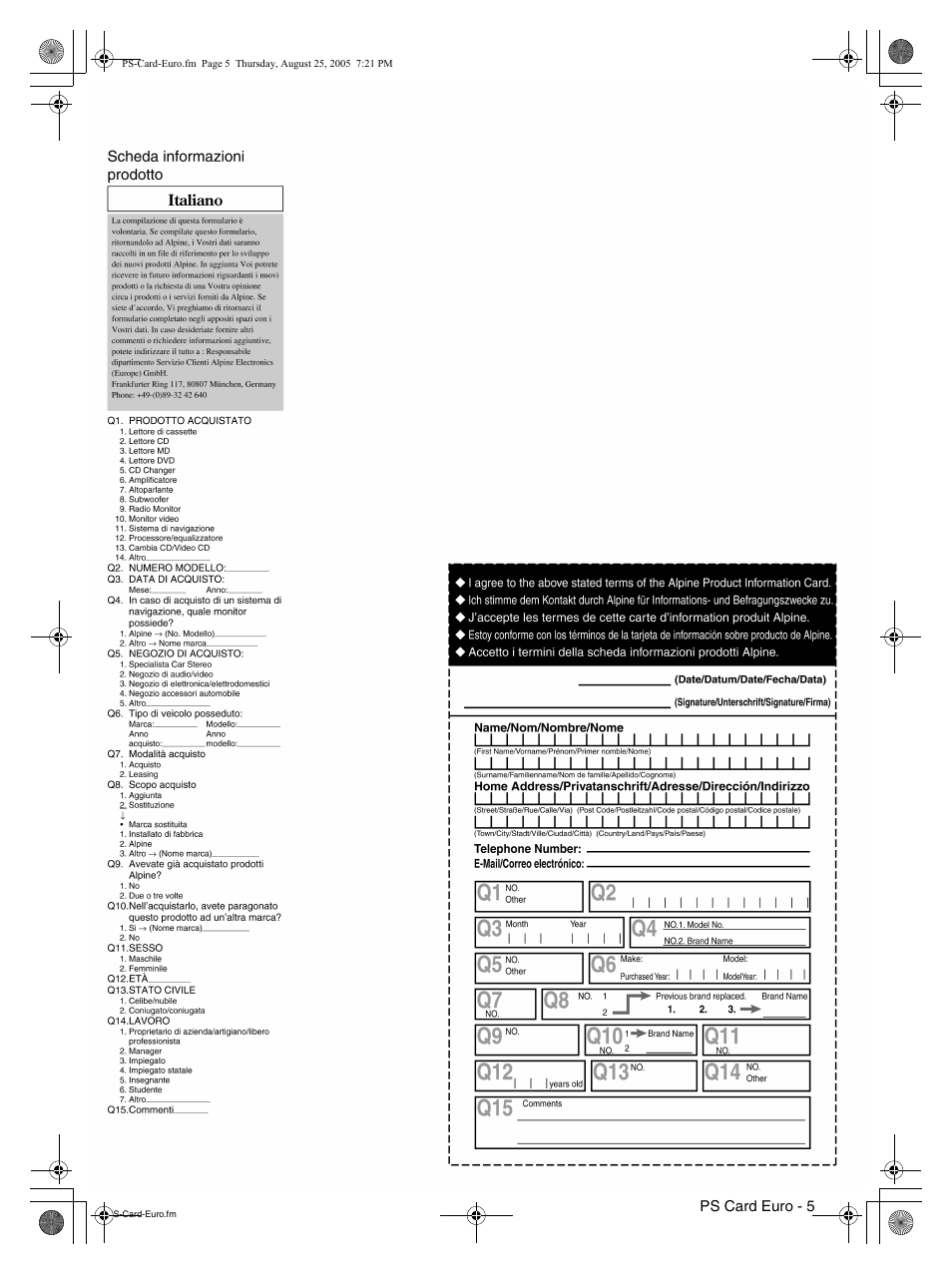 Ps card euro - 5 | Alpine DVA-9861Ri User Manual | Page 75 / 76