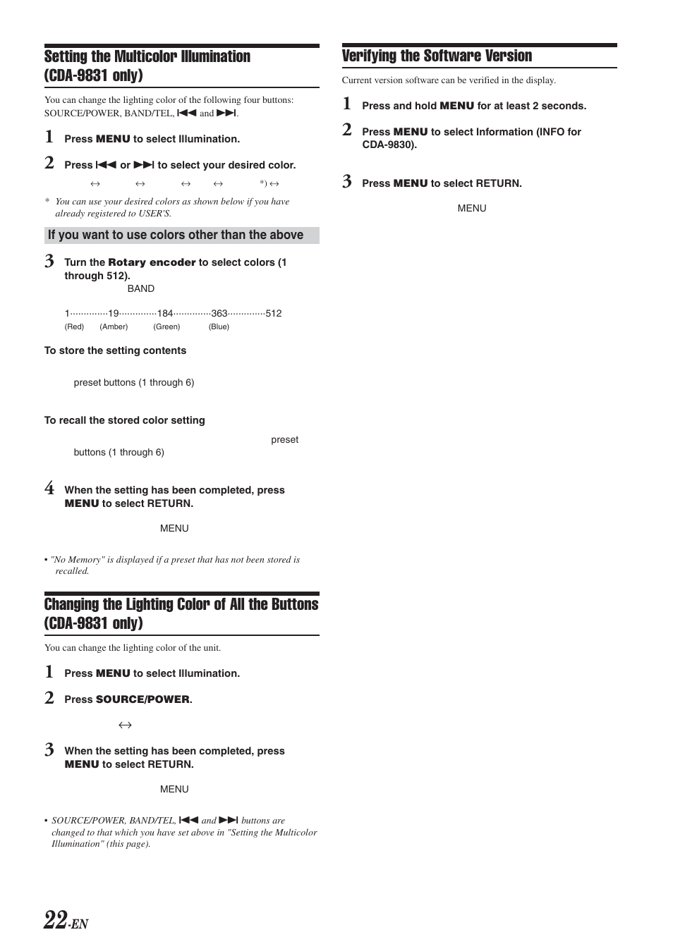 Verifying the software version | Alpine CDA-9830 User Manual | Page 24 / 42