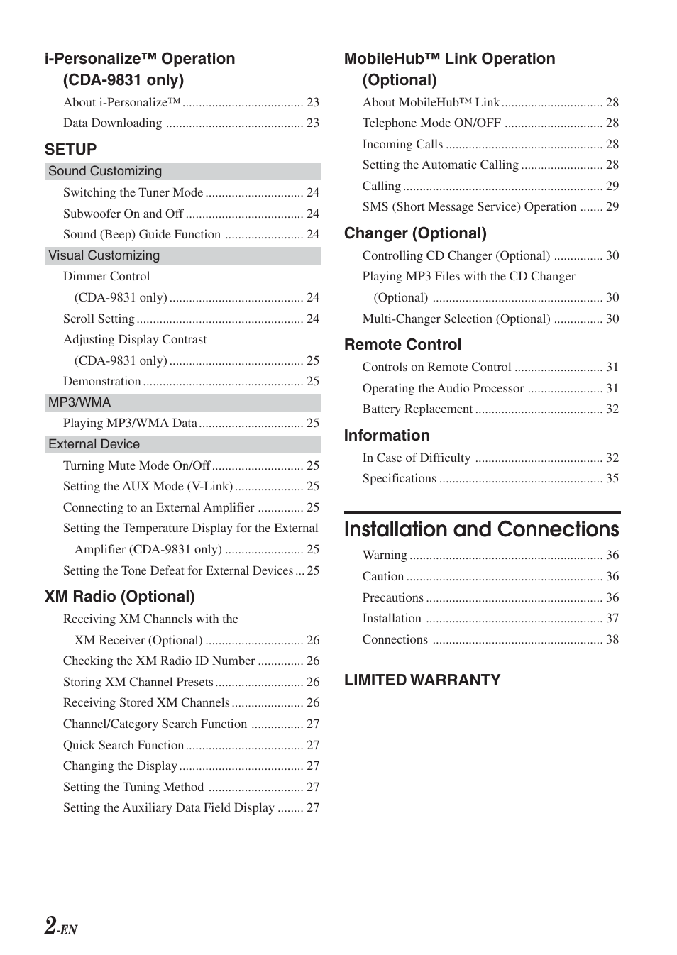 Installation and connections | Alpine CDA-9830 User Manual | Page 4 / 42