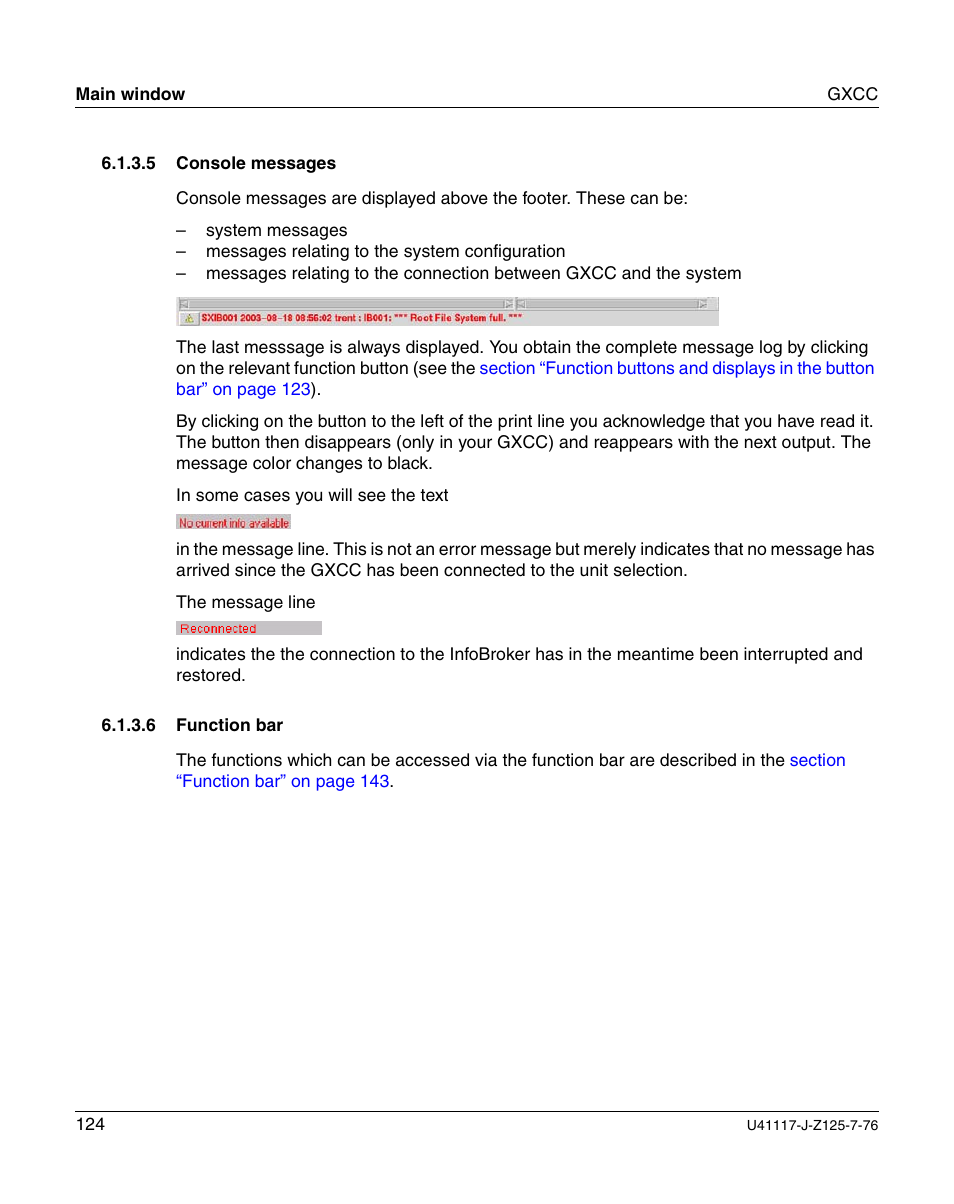 Console messages, Function bar | FUJITSU CentricStor V3.1D User Manual | Page 124 / 640