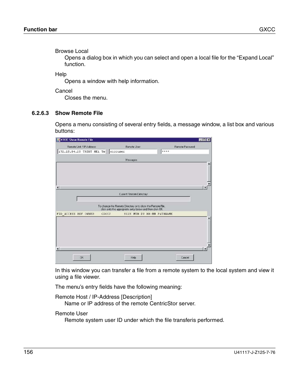 Show remote file | FUJITSU CentricStor V3.1D User Manual | Page 156 / 640