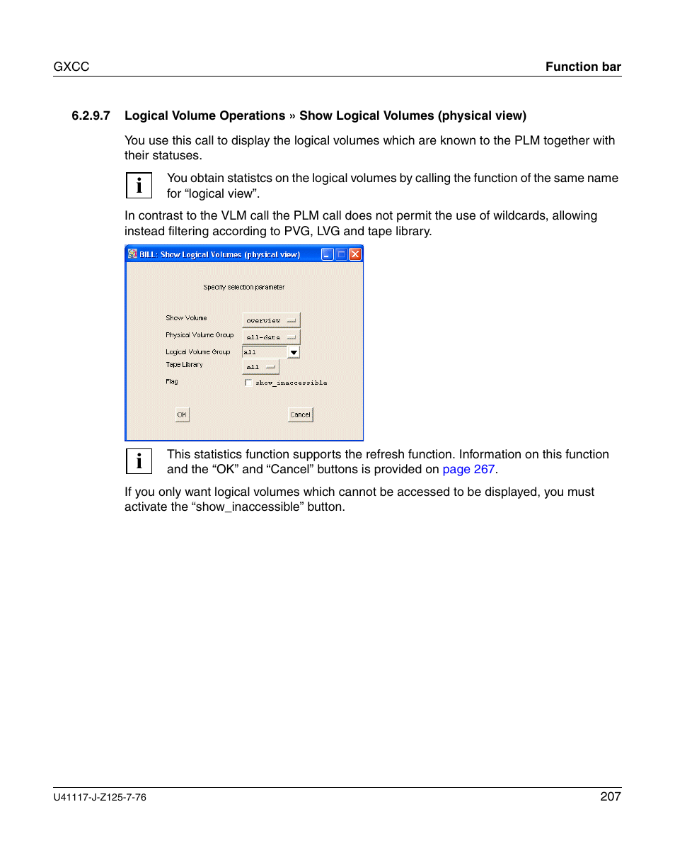 Show logical volumes (physical view) | FUJITSU CentricStor V3.1D User Manual | Page 207 / 640