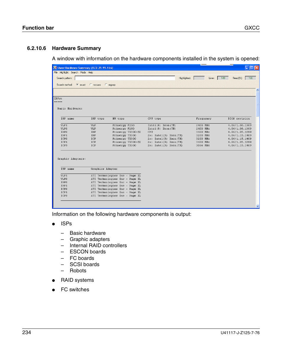 Hardware summary | FUJITSU CentricStor V3.1D User Manual | Page 234 / 640