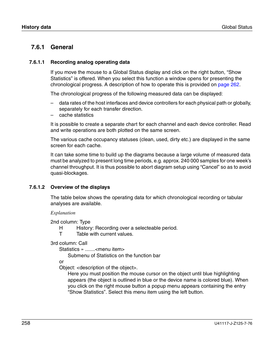 General, Recording analog operating data, Overview of the displays | 1 general | FUJITSU CentricStor V3.1D User Manual | Page 258 / 640