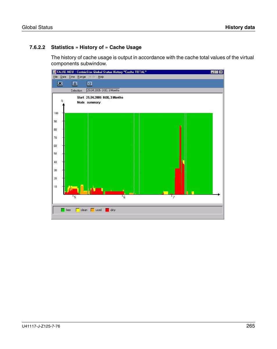 Statistics » history of » cache usage | FUJITSU CentricStor V3.1D User Manual | Page 265 / 640