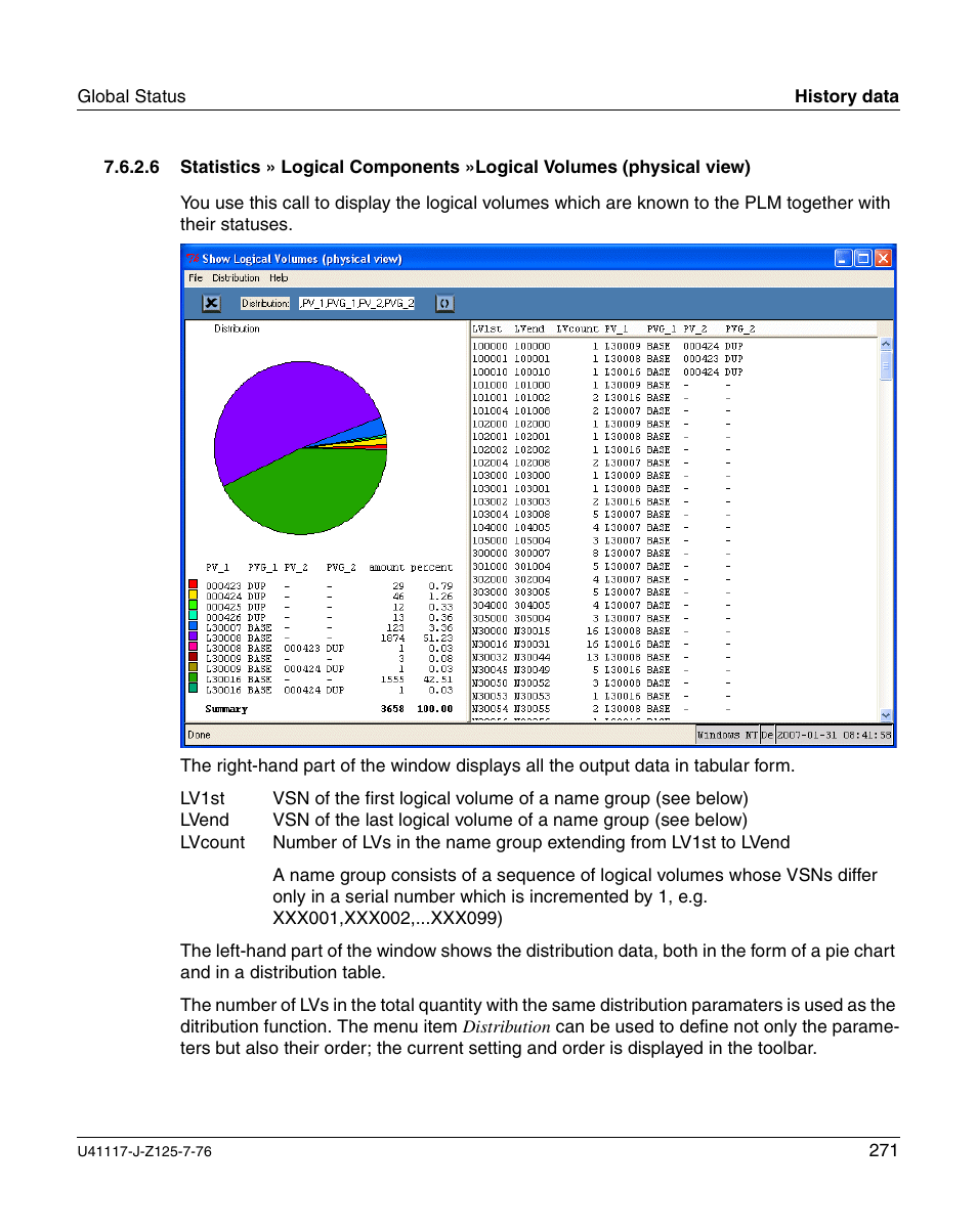 Statistics » logical components »logical volumes | FUJITSU CentricStor V3.1D User Manual | Page 271 / 640