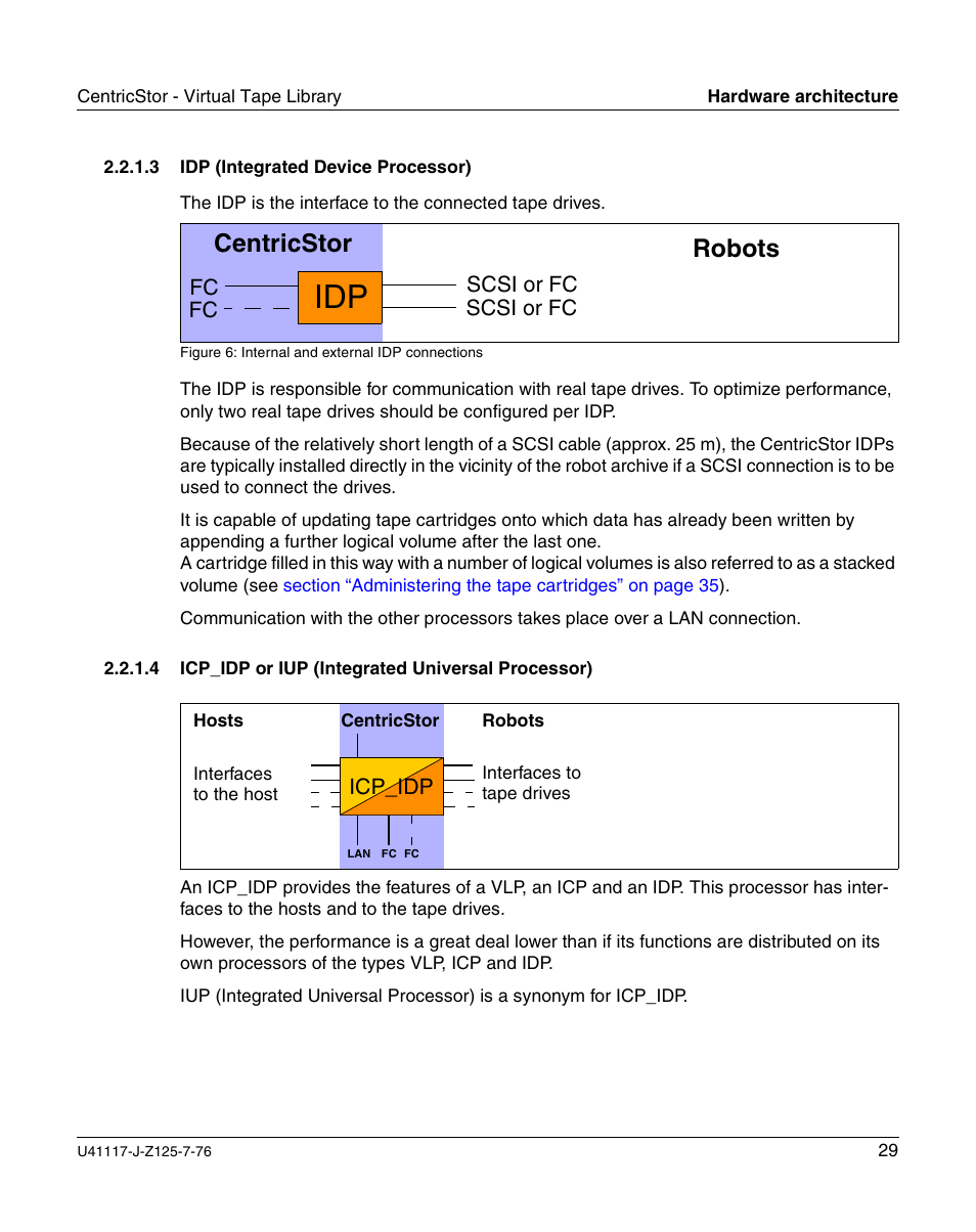 Idp (integrated device processor), Icp_idp or iup (integrated universal processor), Robots centricstor | FUJITSU CentricStor V3.1D User Manual | Page 29 / 640