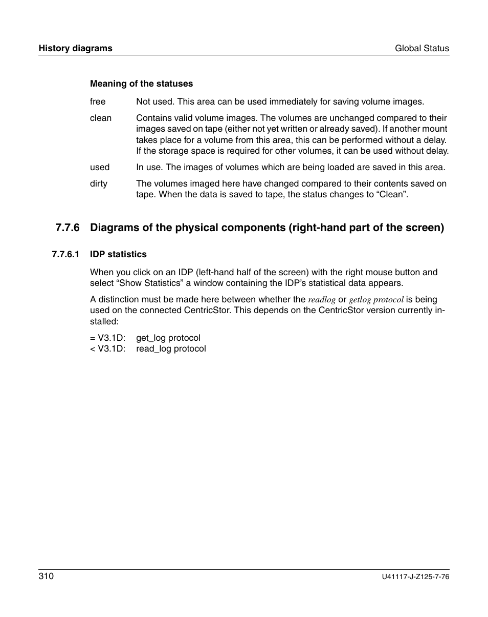 Idp statistics | FUJITSU CentricStor V3.1D User Manual | Page 310 / 640