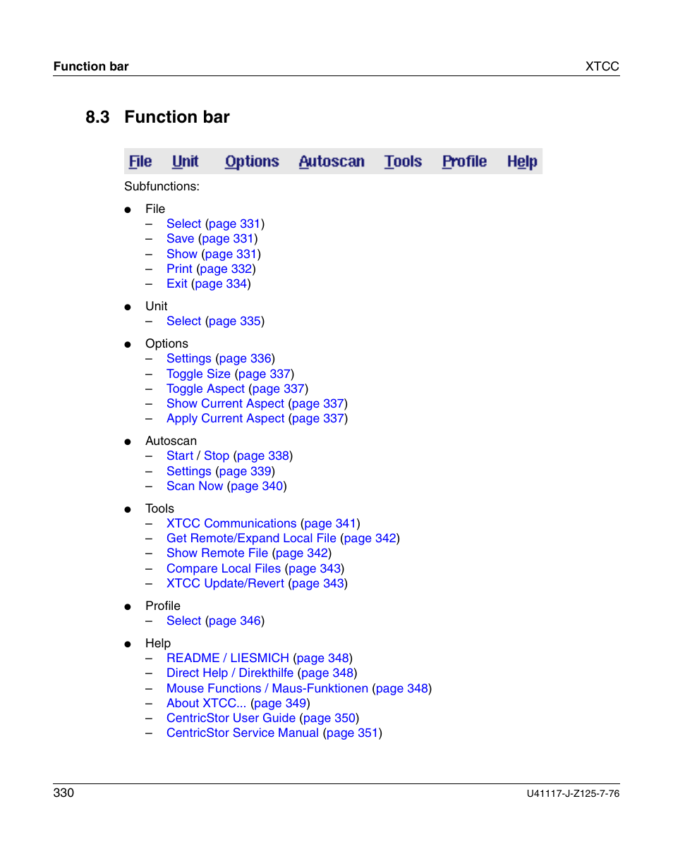 Function bar, 3 function bar | FUJITSU CentricStor V3.1D User Manual | Page 330 / 640