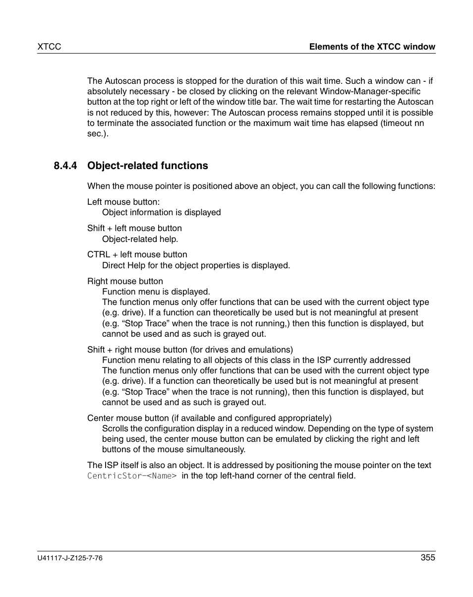 Object-related functions, Section “object-related, 4 object-related functions | FUJITSU CentricStor V3.1D User Manual | Page 355 / 640