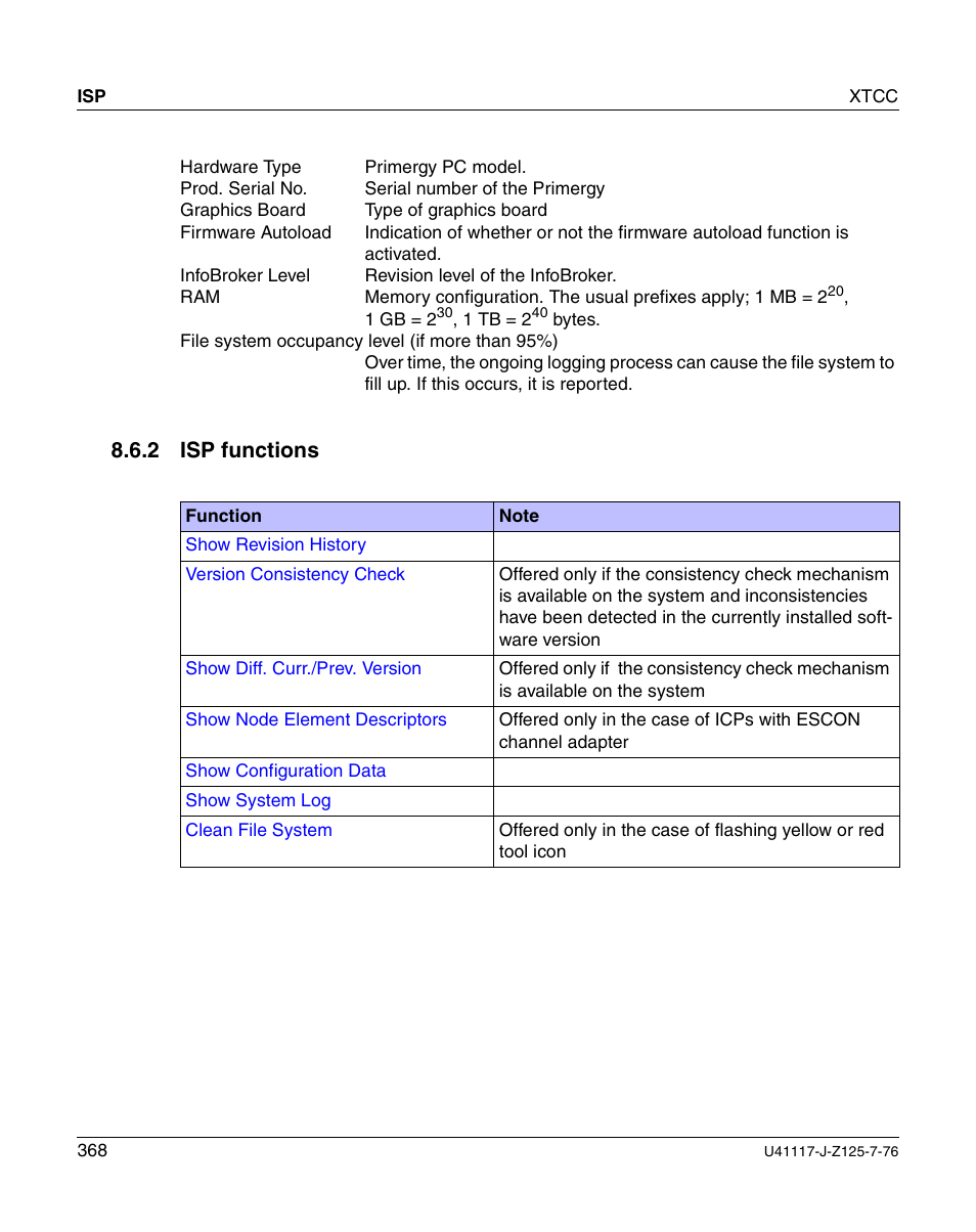 Isp functions, 2 isp functions | FUJITSU CentricStor V3.1D User Manual | Page 368 / 640