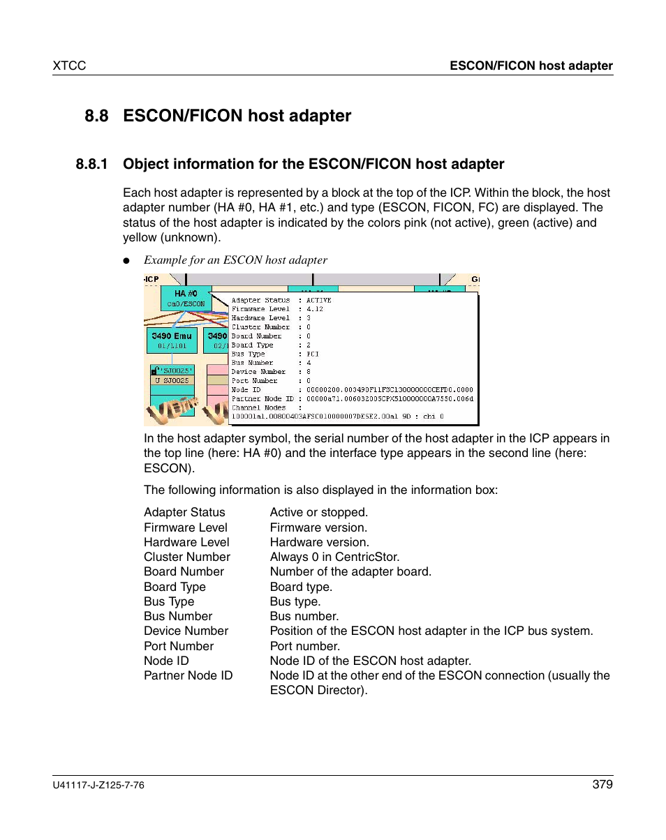 Escon/ficon host adapter, 8 escon/ficon host adapter | FUJITSU CentricStor V3.1D User Manual | Page 379 / 640