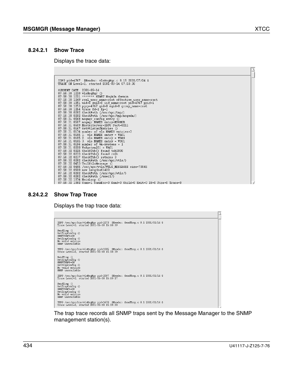 Show trace, Show trap trace | FUJITSU CentricStor V3.1D User Manual | Page 434 / 640