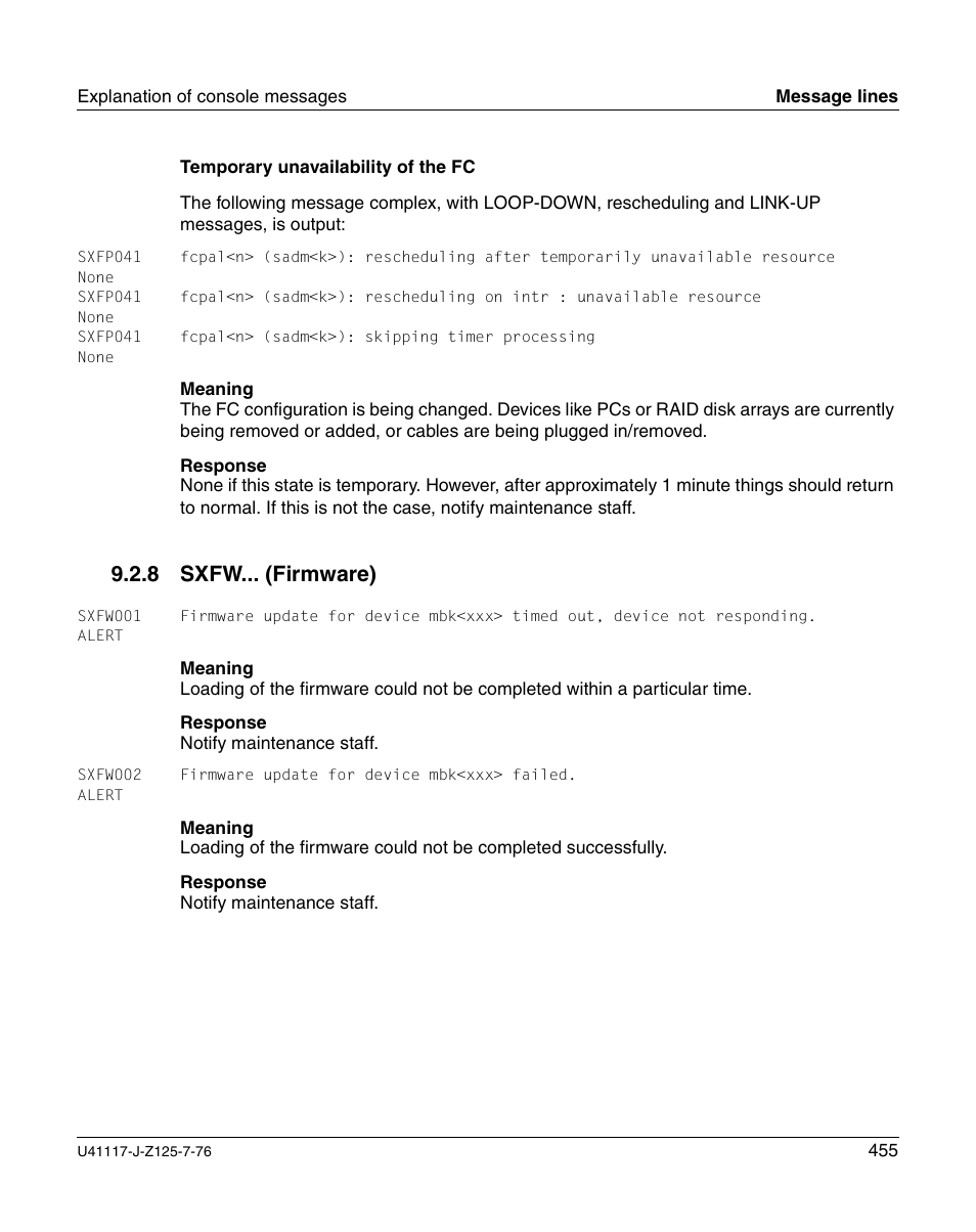 Sxfw... (firmware), 8 sxfw... (firmware) | FUJITSU CentricStor V3.1D User Manual | Page 455 / 640