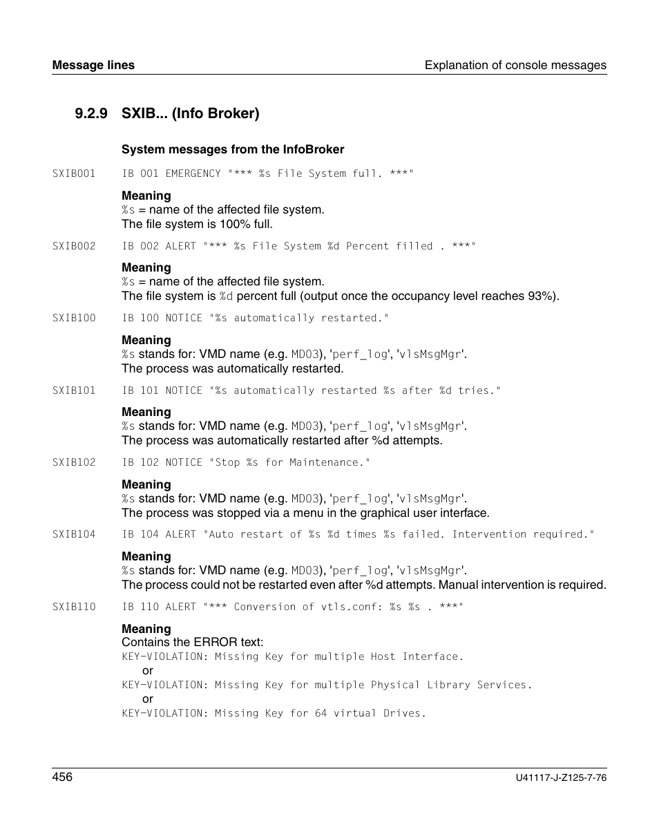 Sxib... (info broker), 9 sxib... (info broker) | FUJITSU CentricStor V3.1D User Manual | Page 456 / 640